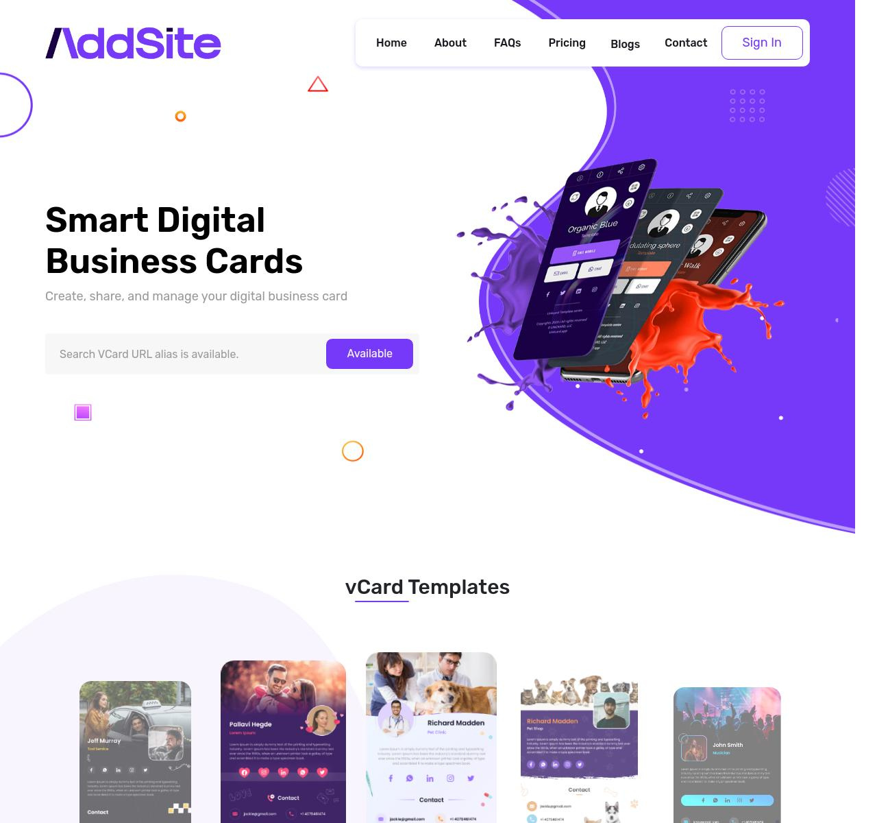 AddSite Digital Business Cards platform